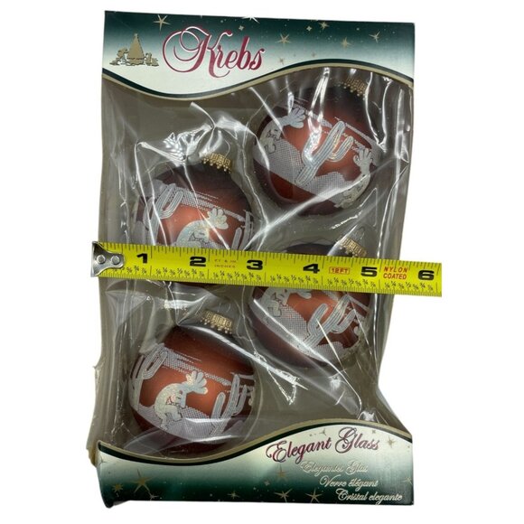 Krebs Exclusive Designer Glass Christmas Ornaments Set Of 4 Kokopelli Cactus - Picture 7 of 8